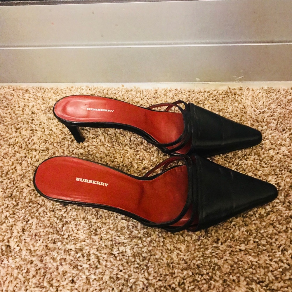 Burberry sandals Black Leather Clogs Size 38.5 - Picture 2 of 8